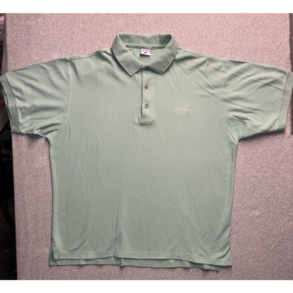 Columbia Men's Size Large Mint Green Short Sleeve 100% Cotton Polo Shirt